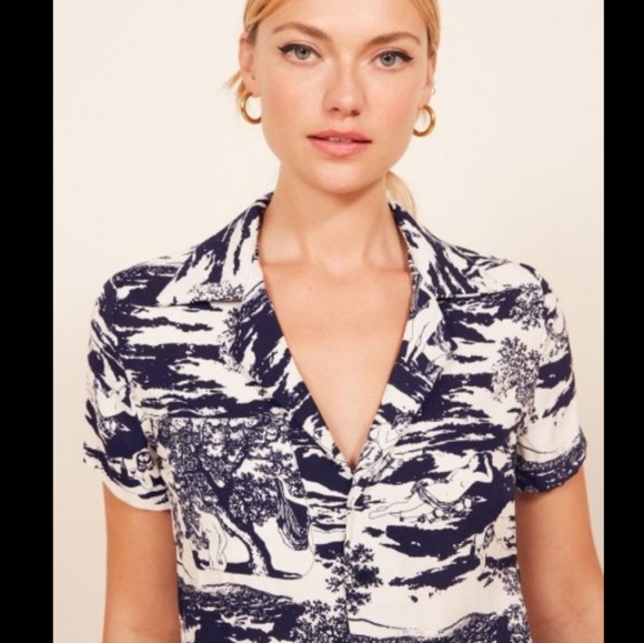 Reformation Tops - Reformation Cuba Button Up Naked Lunch Small